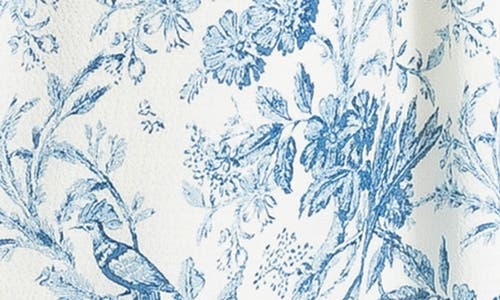 Max Studio Bubble Sleeve Tiered Maxi Dress In Cream/blue Bird Toile
