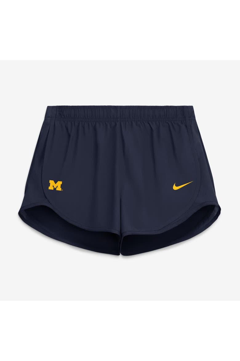 Women's Nike Navy Michigan Wolverines Tempo Mid-Rise Dri-FIT Shorts, Main, color, Navy