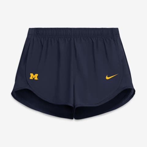 Women's Nike Navy Michigan Wolverines Tempo Mid-Rise Dri-FIT Shorts