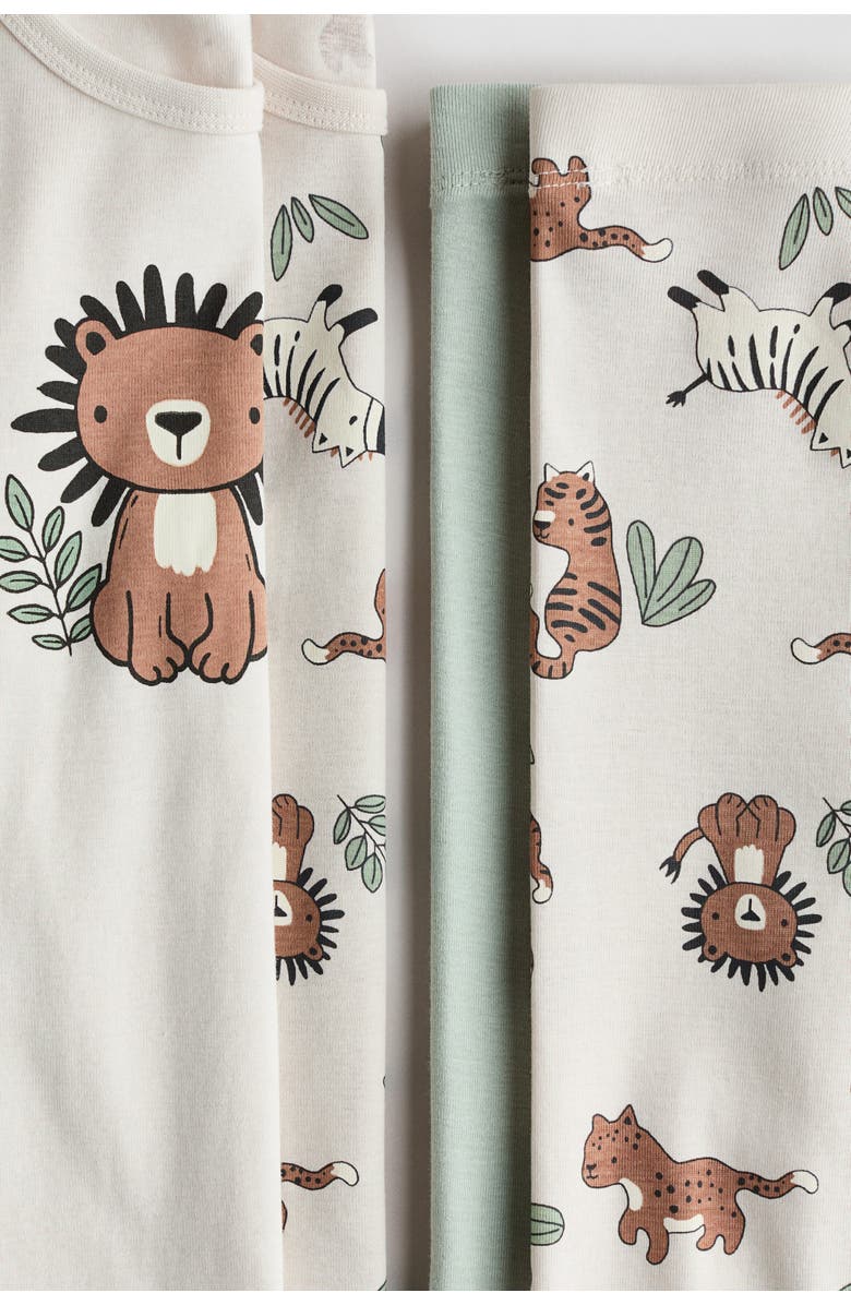 H&M 2-pack Snug Fit Cotton Pyjamas, Alternate, color, Light Beige/Animals
