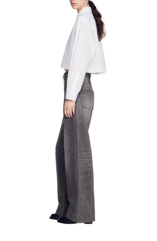 Sandro Monogram-embroidered Cotton Shirt In White