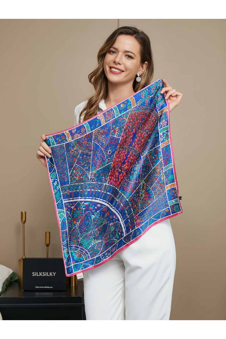100% Mulberry Silk Scarf, Alternate, color, Multi