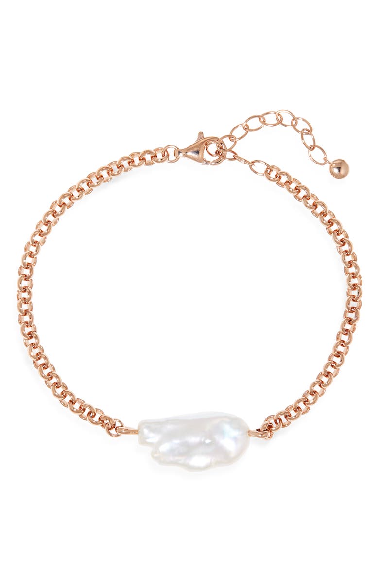Monica Vinader Nura Biwa Pearl Bracelet, Main, color, Rose Gold/Pearl
