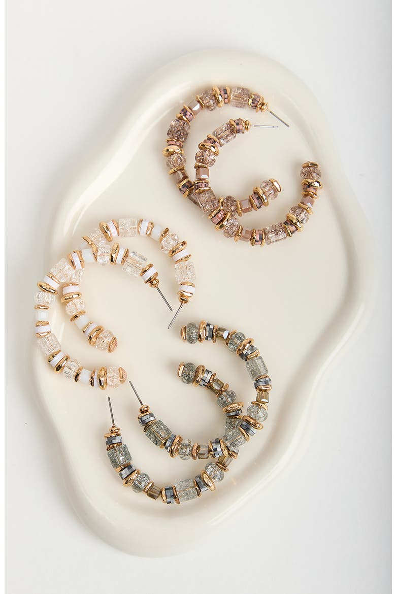 Beaded Hoop Earrings, Alternate, color, WHITE
