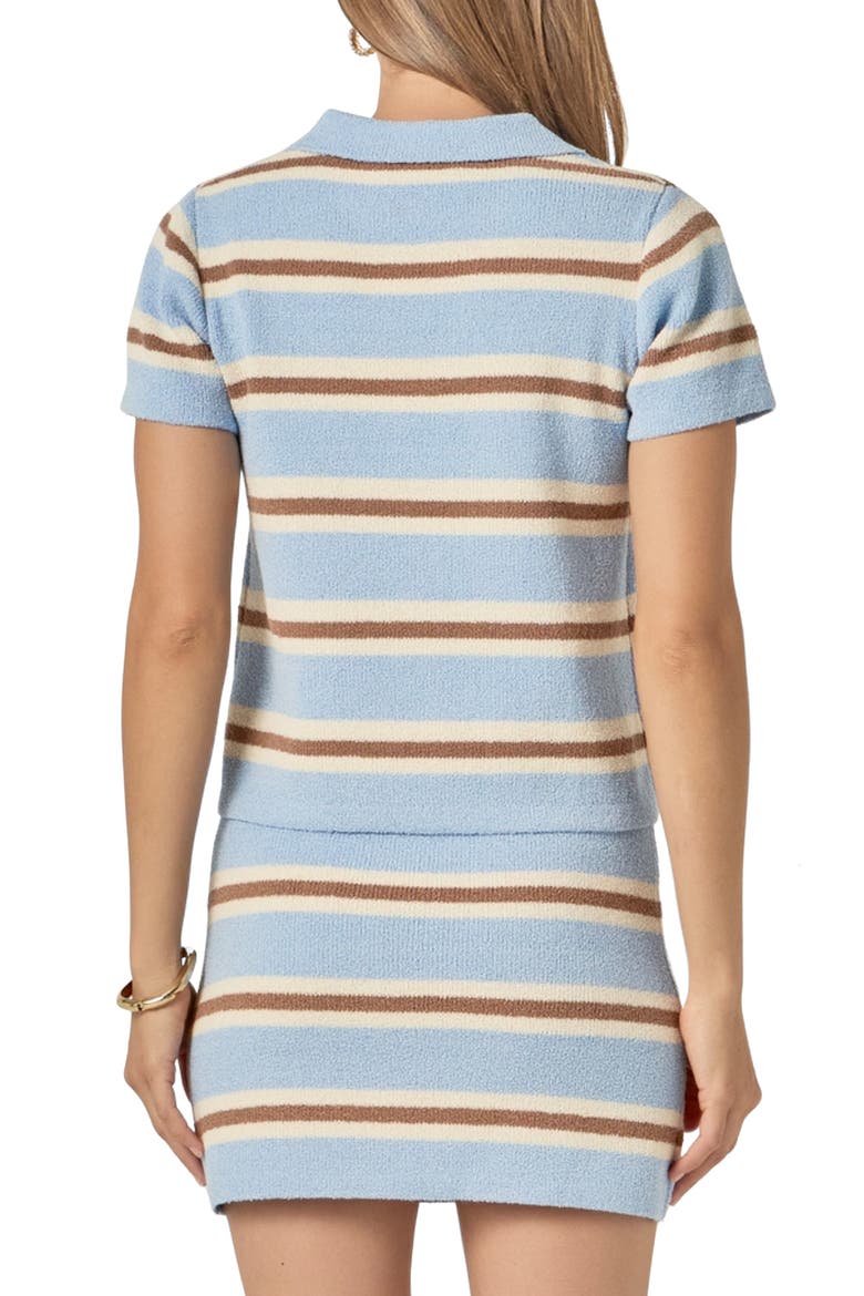 Striped Polo, Alternate, color, POWDER BLUE/ BROWN