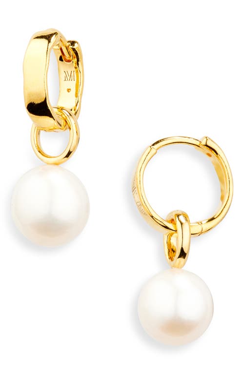 Monica Vinader Siren Muse Wave Onyx Charm Huggie Hoop Earrings In White