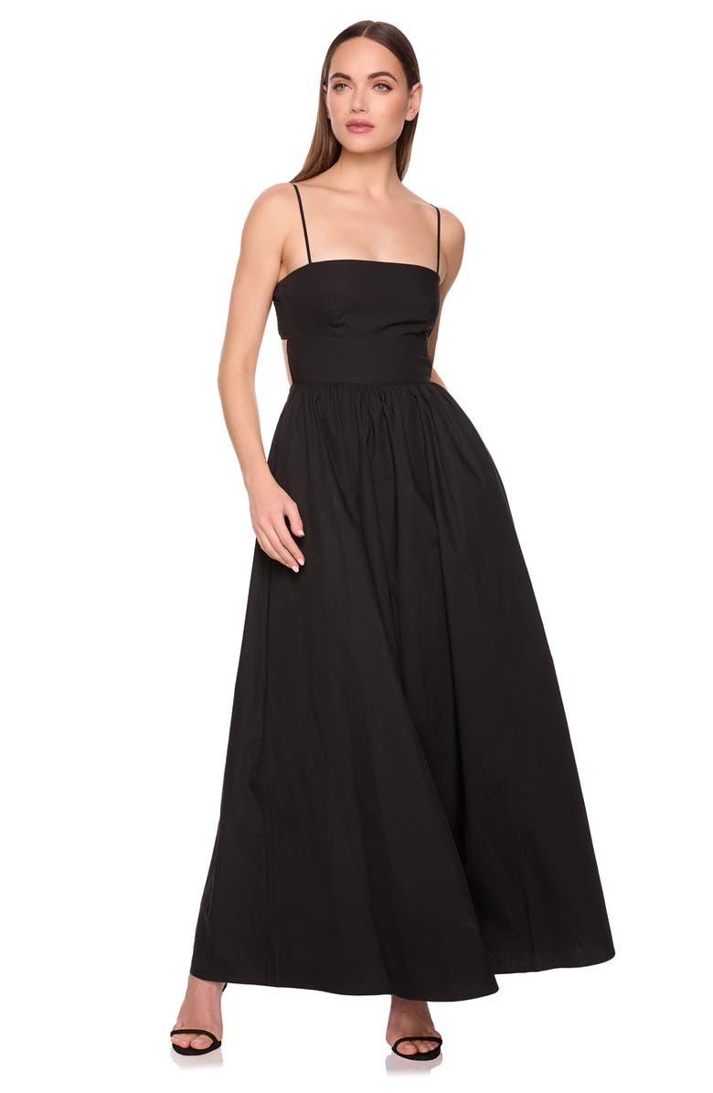 Susana Monaco Open Back Cotton Poplin Maxi Dress, Alternate, color, Black