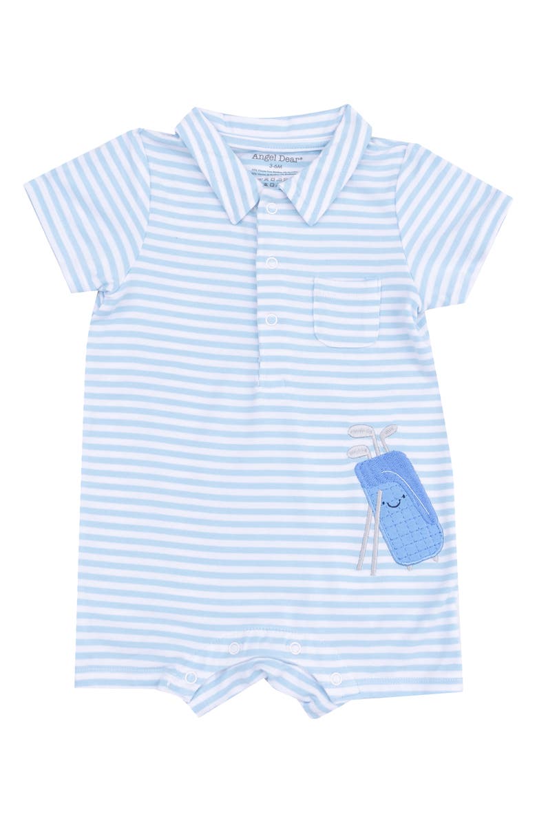 Angel Dear Stripe Golf Embroidered Polo Romper, Main, color, 