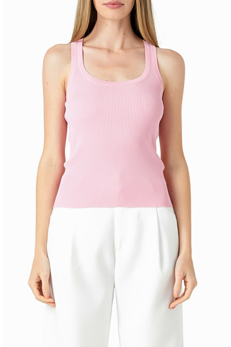 Ribbed Sweater Tank Top, Main, color, ROSE PINK