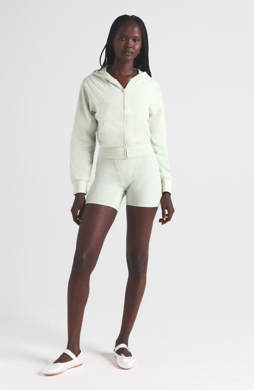 Skims Cotton Jersey Zip-up Hoodie In Spearmint