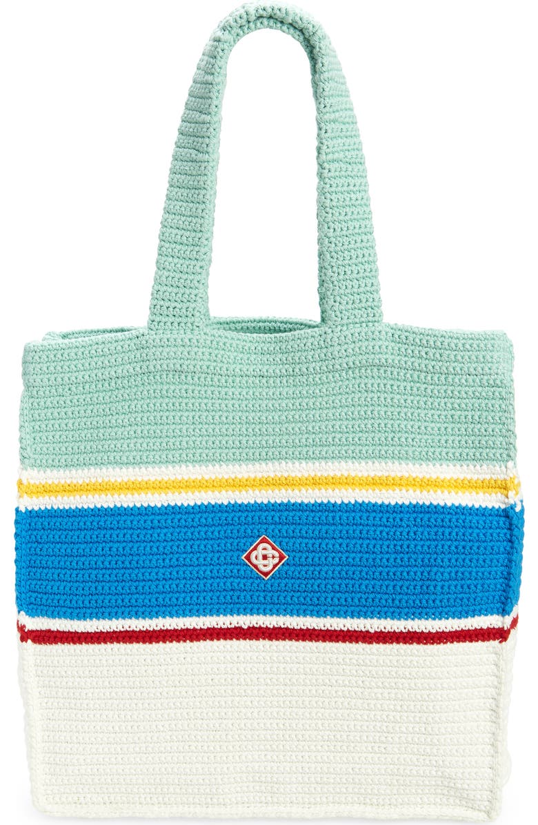 Casablanca Stripe Crochet Tote Bag, Main, color,