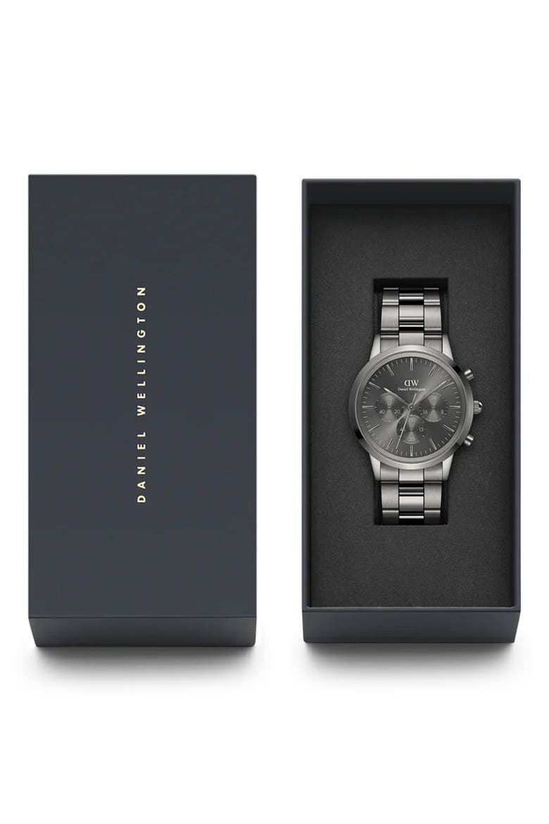 Iconic Link Chronograph Bracelet Watch, 42mm, Alternate, color, GREY