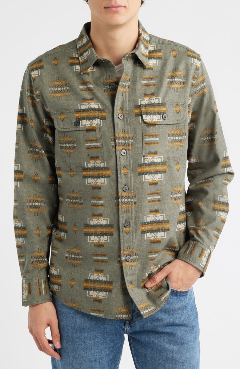Pendleton Tanner Twill Button-Up Shirt, Main, color, Chief Joseph Stone