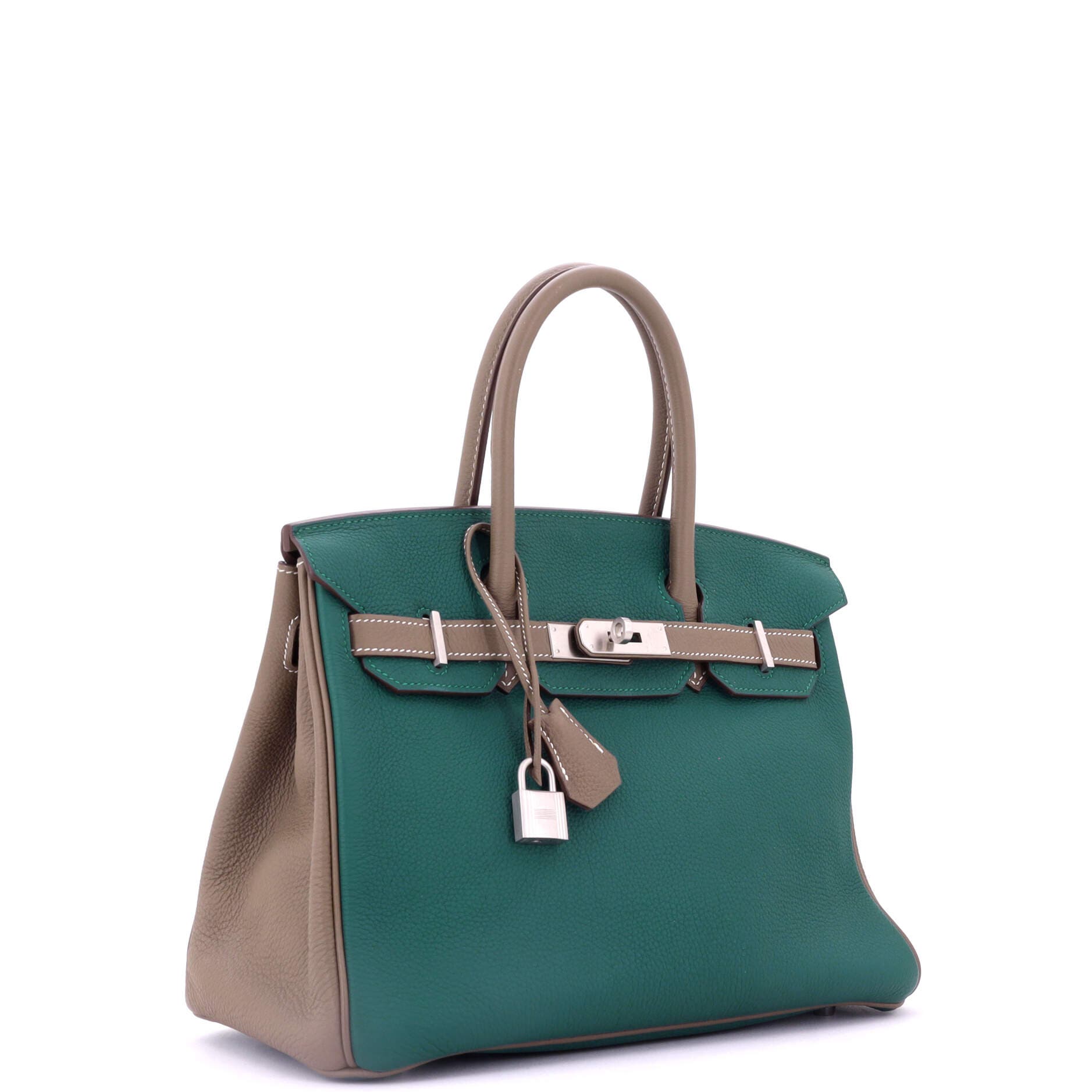 Pre-Owned Hermes Birkin Handbag Bicolor Togo with Brushed Palladium Hardware 30, Alternate, color, 