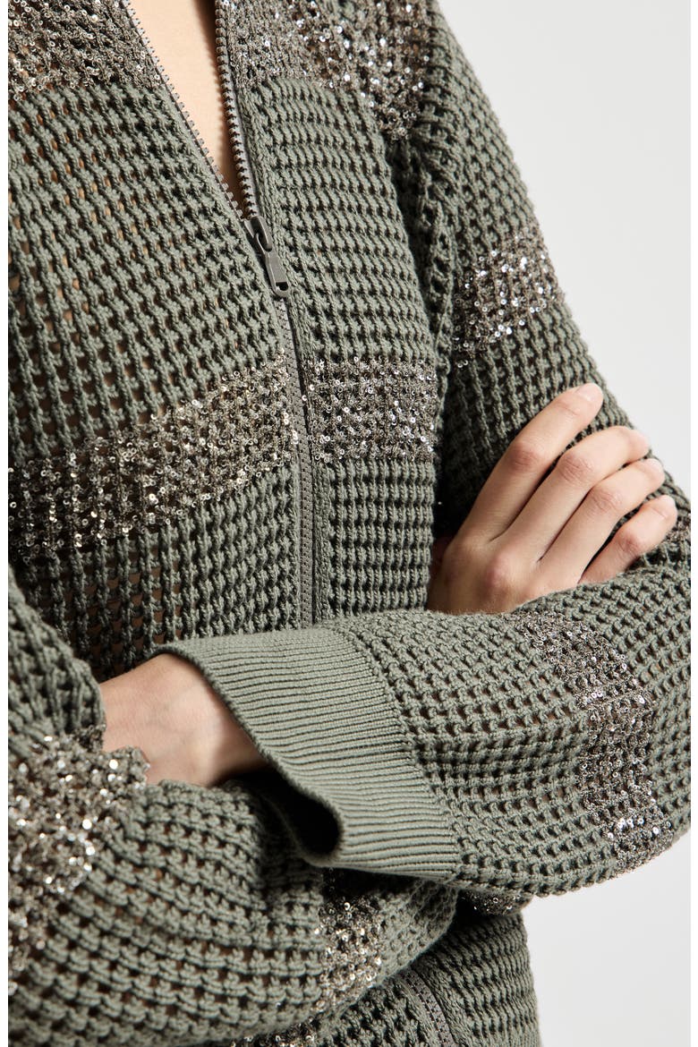 Cardigan with dazzling stripes, Alternate, color, Khaki