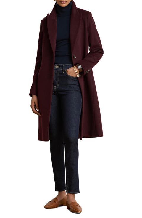 Single Breasted Wool Blend Coat