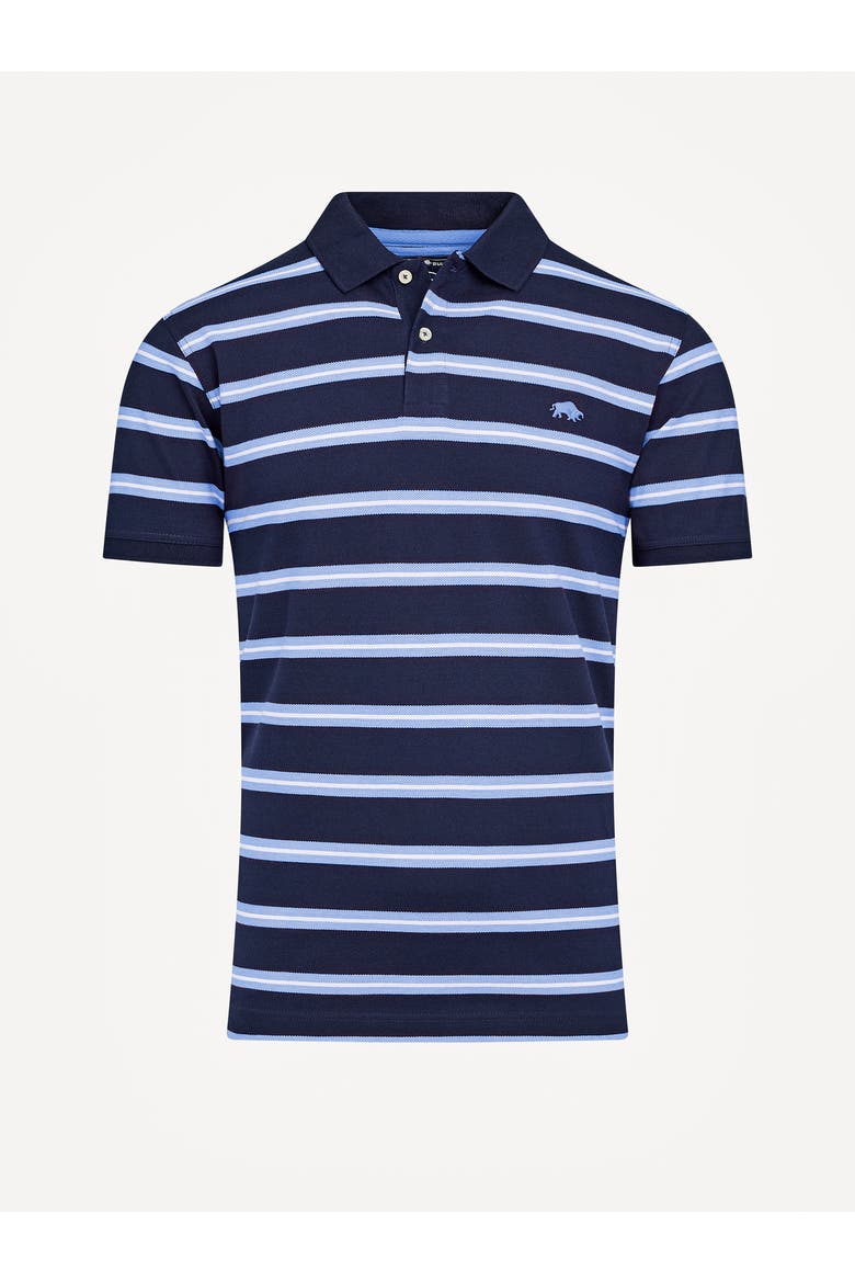 Triple Stripe Birdseye Polo, Alternate, color, Navy