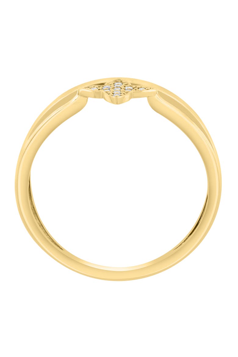 14K Yellow Gold Diamond Clover Double Band Ring, Alternate, color, GOLD
