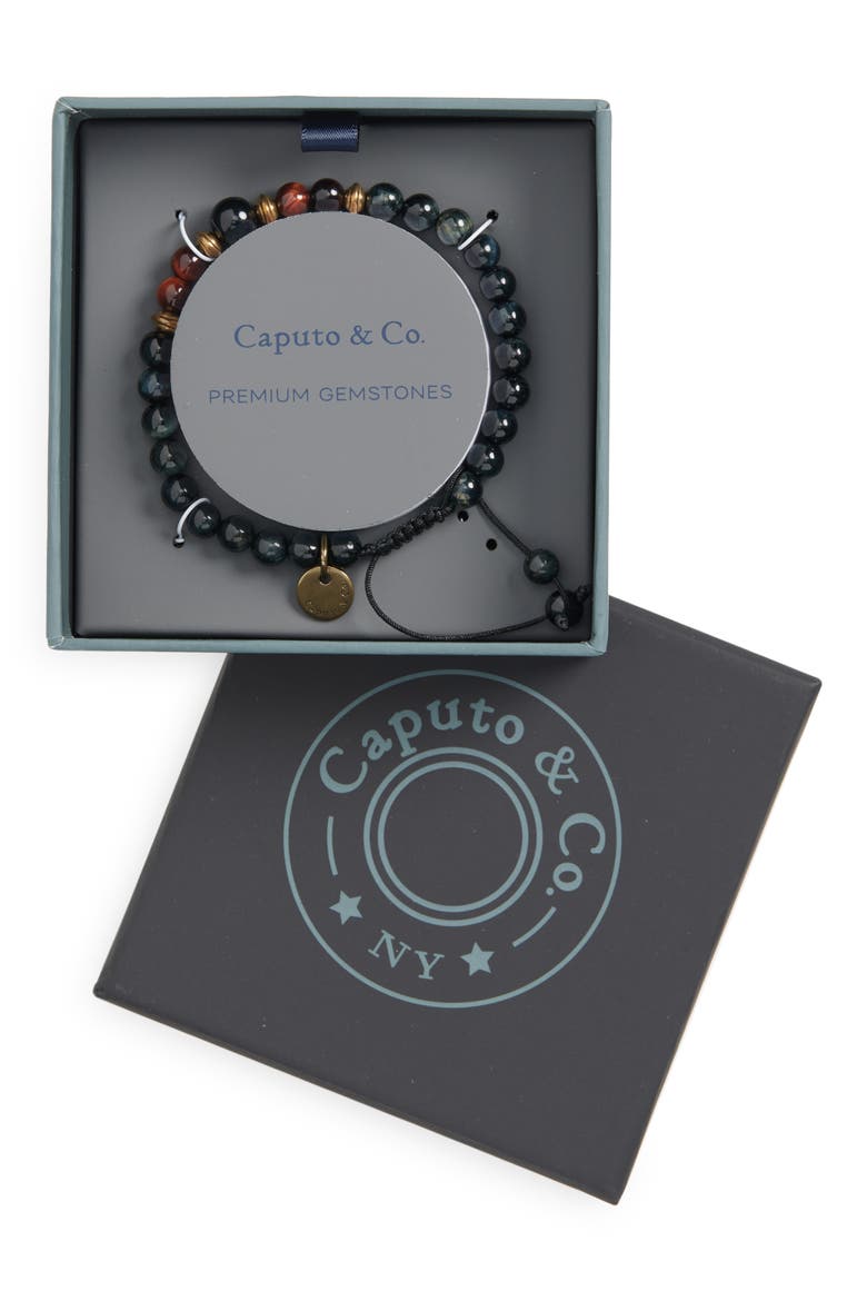 Men's Mantra Semiprecious Stone Bracelet, Main, color, BLUE TIGER EYE