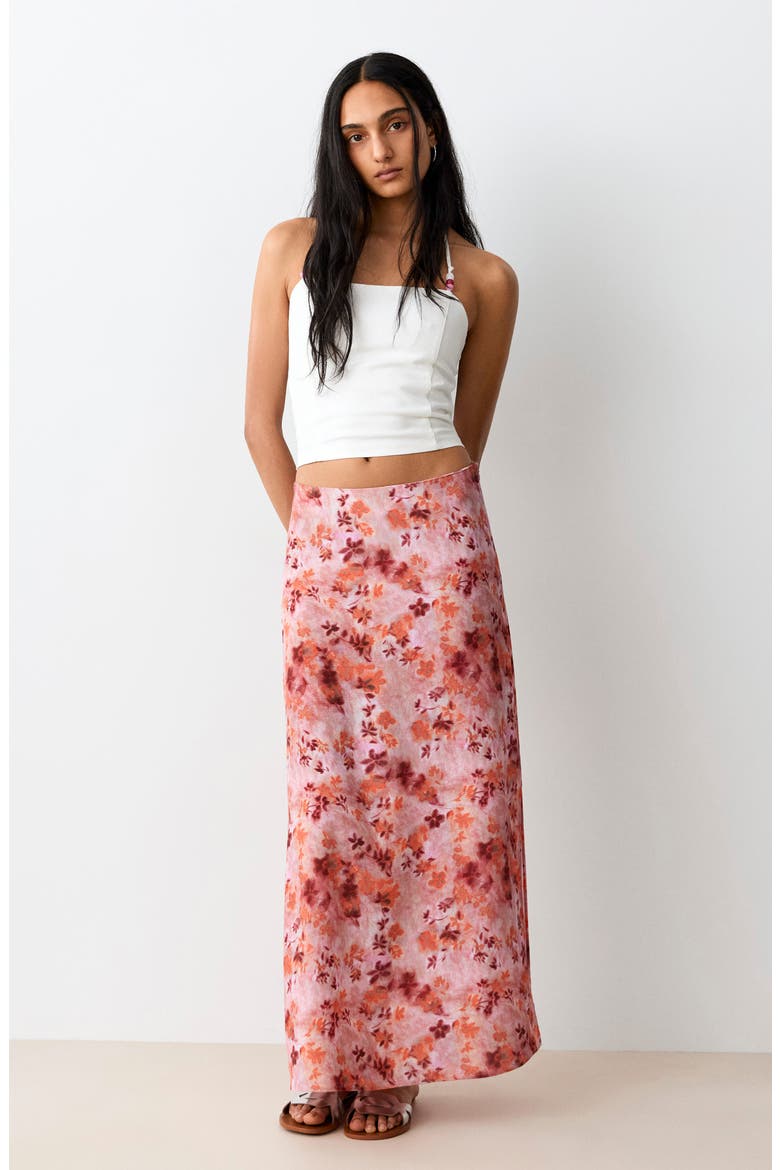 Floral Print Maxi Skirt, Alternate, color, PASTEL PINK