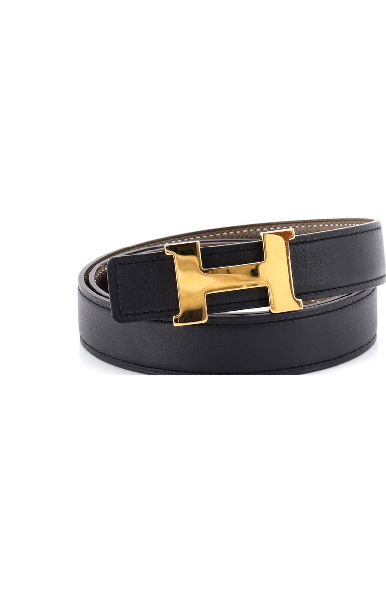 Pre-Owned Hermes Constance Reversible Belt Leather Thin, Main, color, Black
