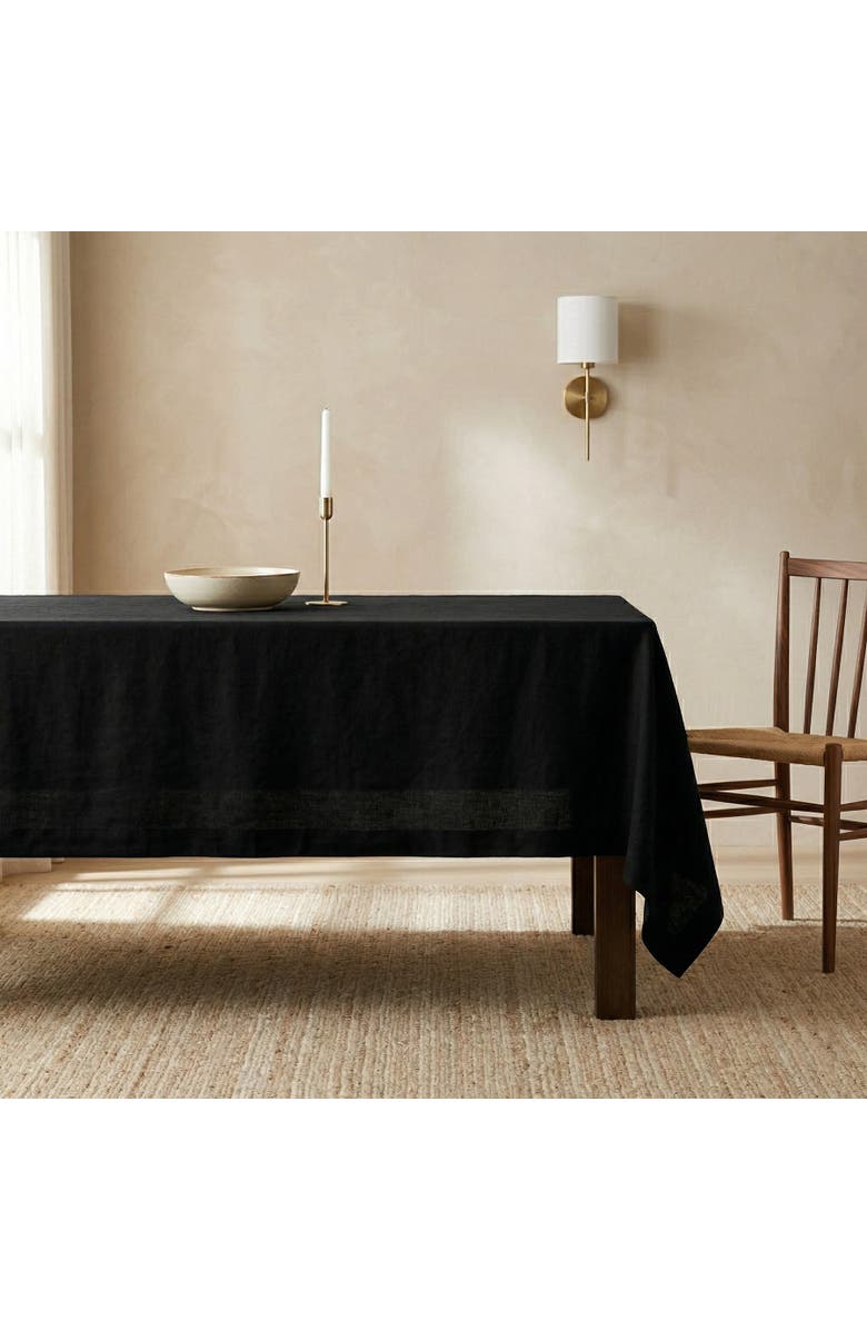 Solino Home Linen Tablecloth for Dining Table, Holiday and Everyday Table Decor - Diana, Main, color, Black