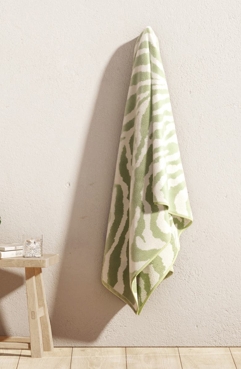 Woven & Weft Oversize Beach Towel, Alternate, color, Light Sage Green Zebra