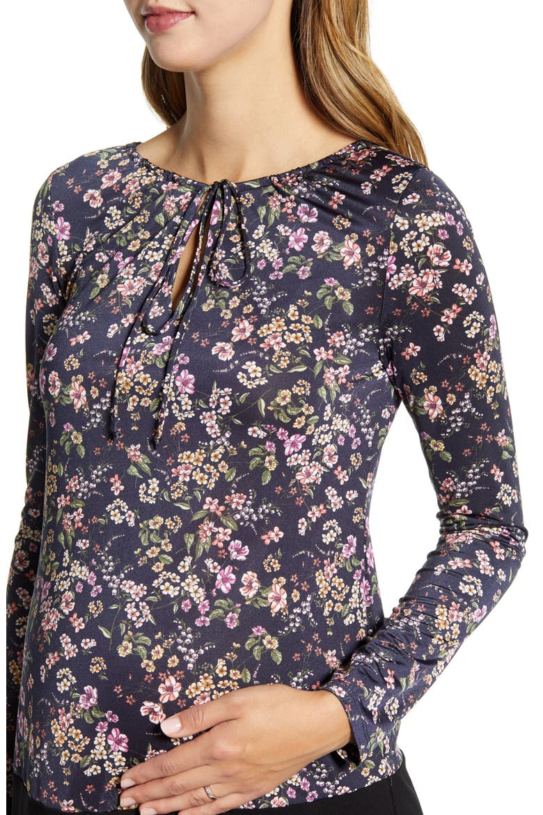 Keyhole Maternity Dress, Alternate, color, AUTUMN BLOSSOM/ BLACK