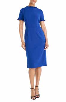Maggy London Ruffle Short Sleeve Pocket Sheath Dress