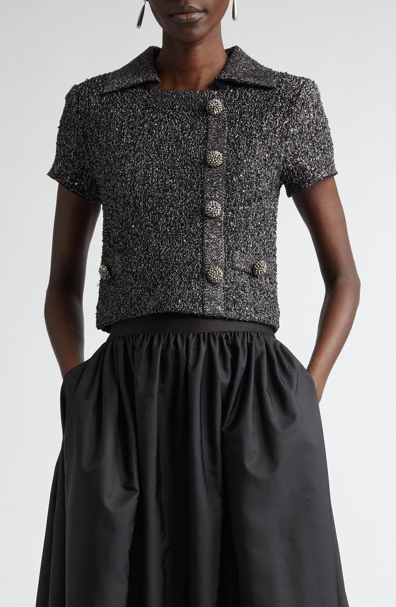 ST. JOHN Sequin Metallic Stretch Knit Top, Main, color,