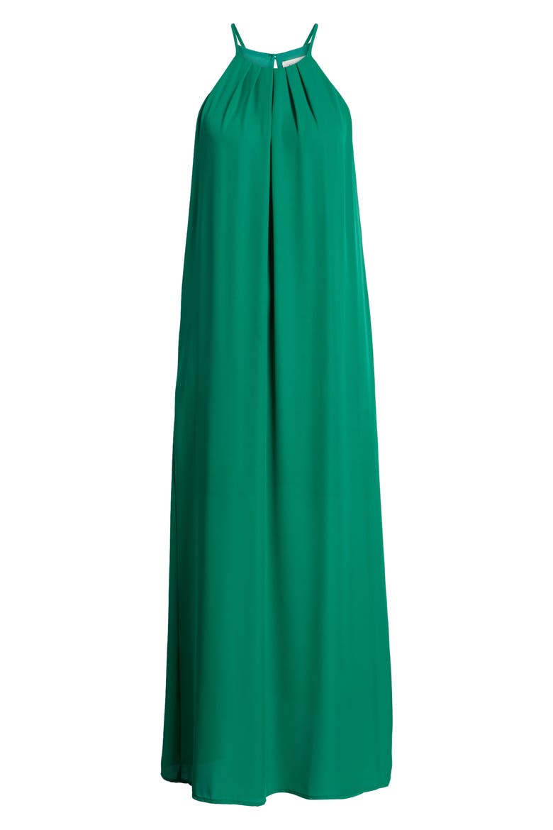 High Neck Maxi Dress, Alternate, color, GREEN