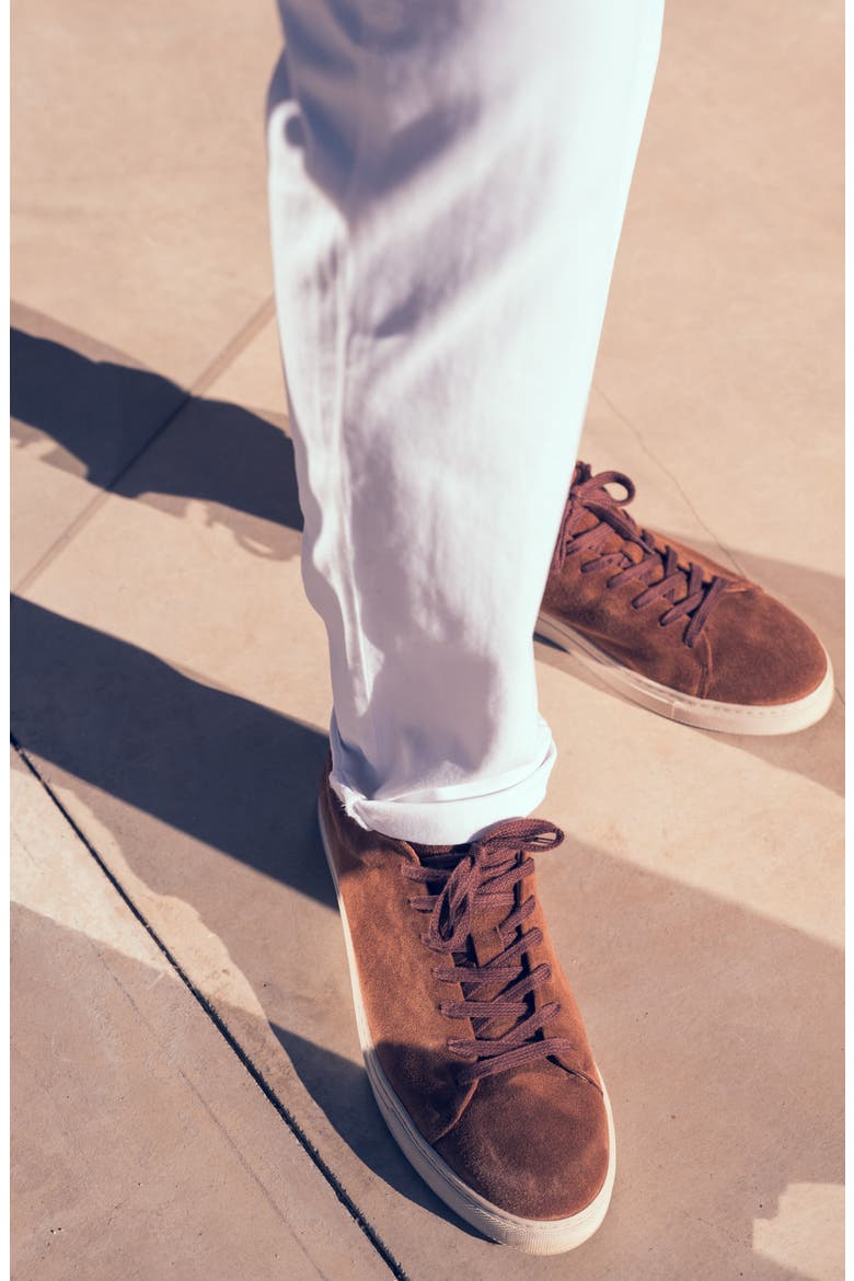 Tellis Sueded Stretch Sateen Slim Leg Pants (Nordstrom Exclusive), Alternate, color, SULFUR BURNT UMBER