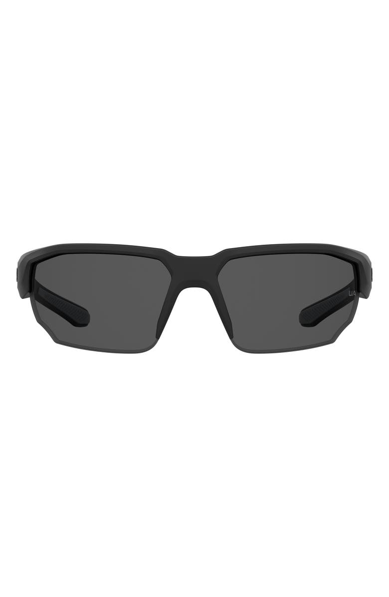 Under Armour 70mm Polarized Oversize Sport Sunglasses, Main, color, Matte Black