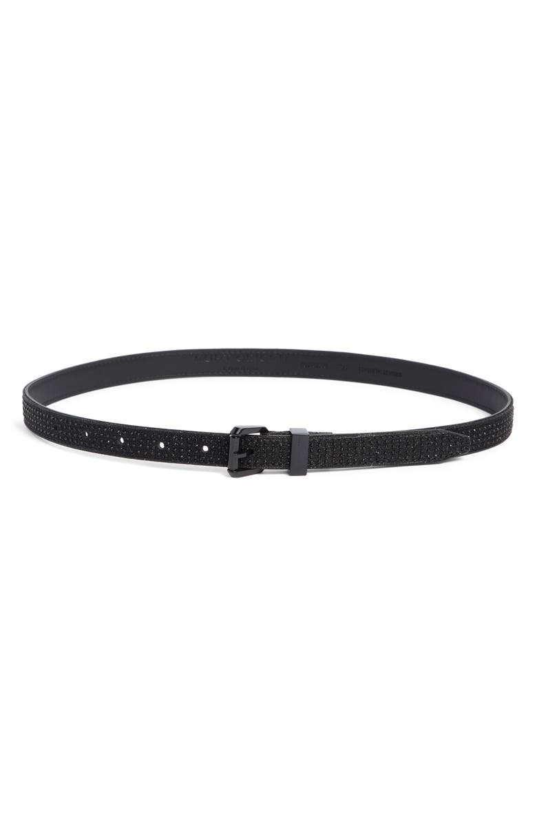 Kurt Geiger London Crystal Embellished Belt, Main, color, Black/Shiny Powder Black