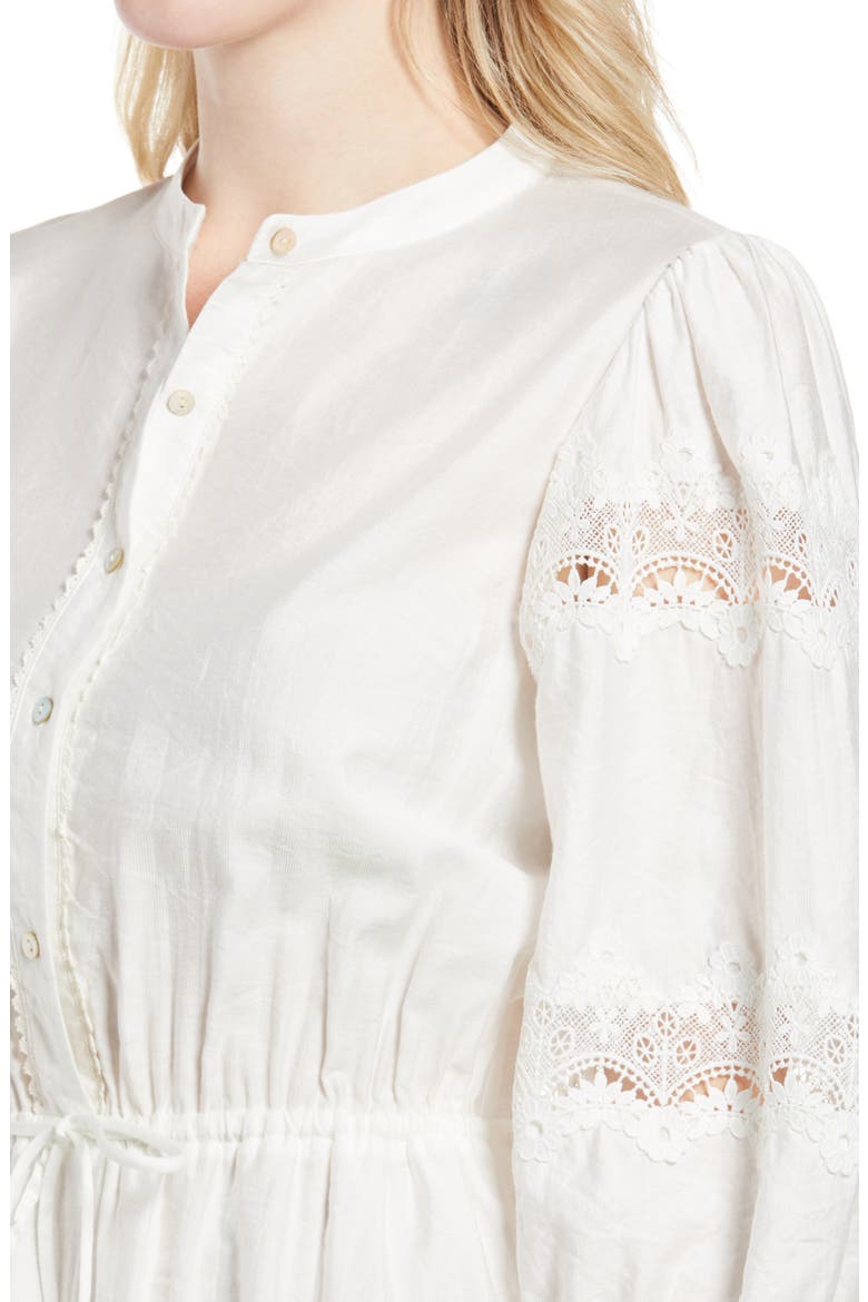 Elle Lace Inset Ruffle Hem Dress, Alternate, color, WHITE
