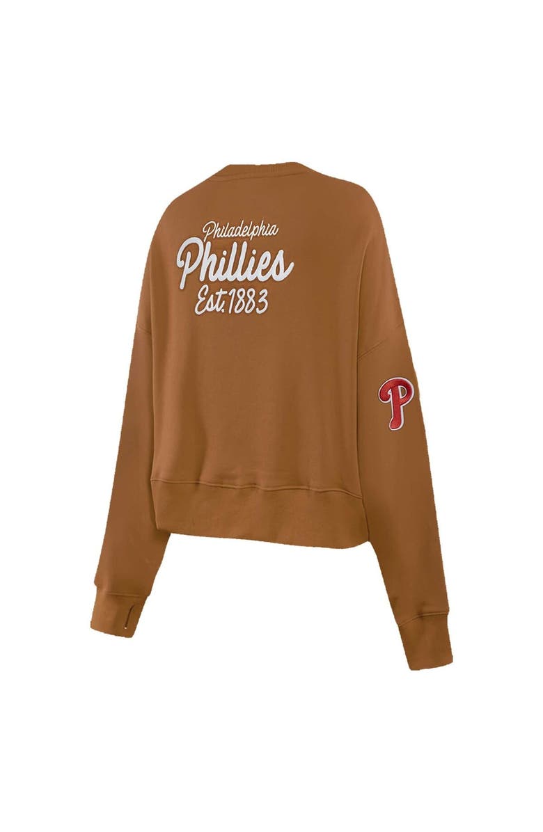 PRO STANDARD Women's Pro Standard Brown Philadelphia Phillies Paint The City Pullover Cropped Sweatshirt, Alternate, color, Brown