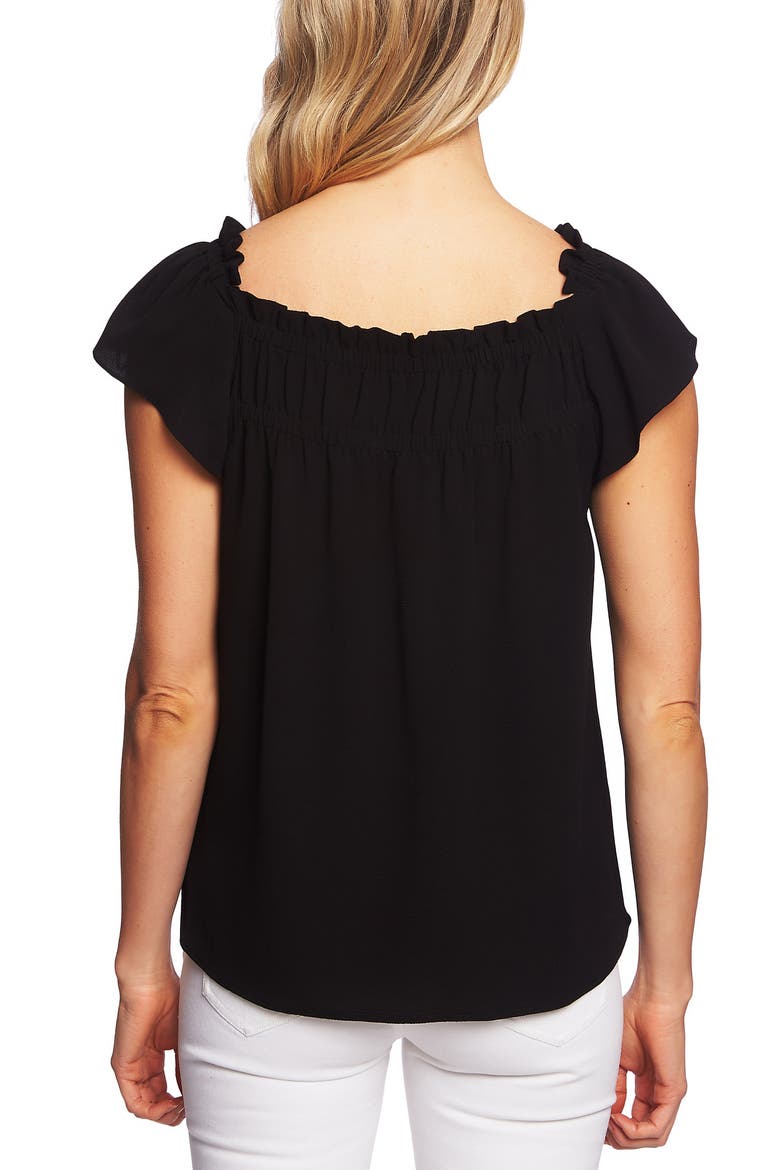 Square Neck Blouse, Alternate, color, RICH BLACK