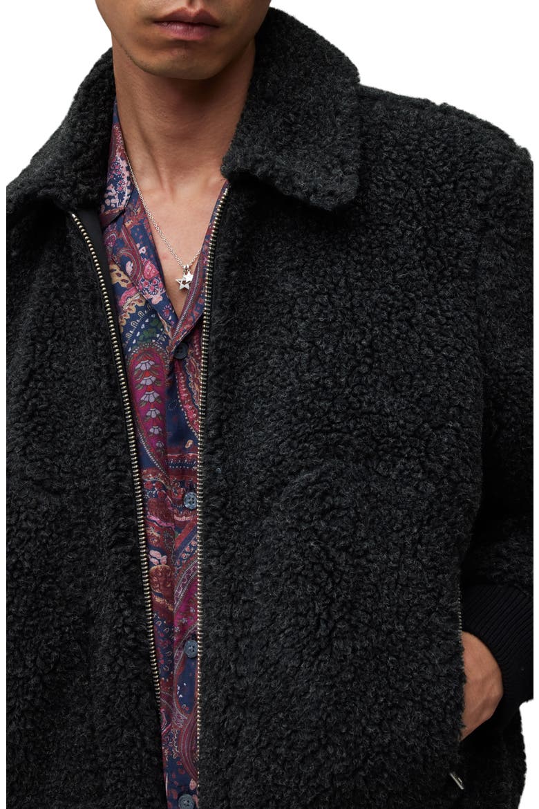 Faux Shearling Buzz Bomber Jacket, Alternate, color, CINDER MARL