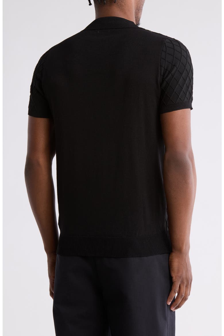 Short Sleeve Slim Fit Polo Sweater, Alternate, color, BLACK
