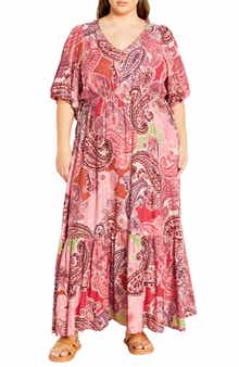 City Chic Flirtini Floral Print Maxi Dress