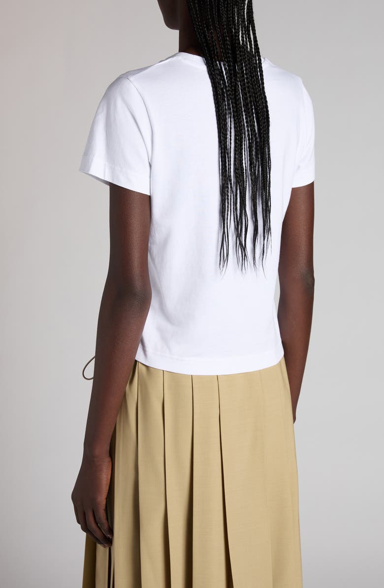 Moncler Logo Crop Cotton T-Shirt, Alternate, color, Brilliant White