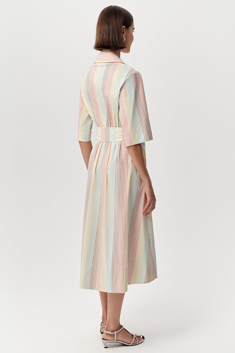 Keitha Belted Striped Midi Dress, Alternate, color, Multi Color