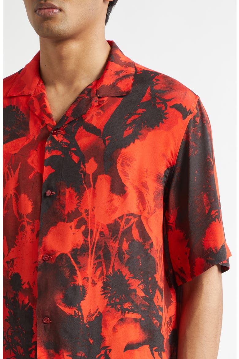 Floral Print Camp Shirt, Alternate, color, AMARANT