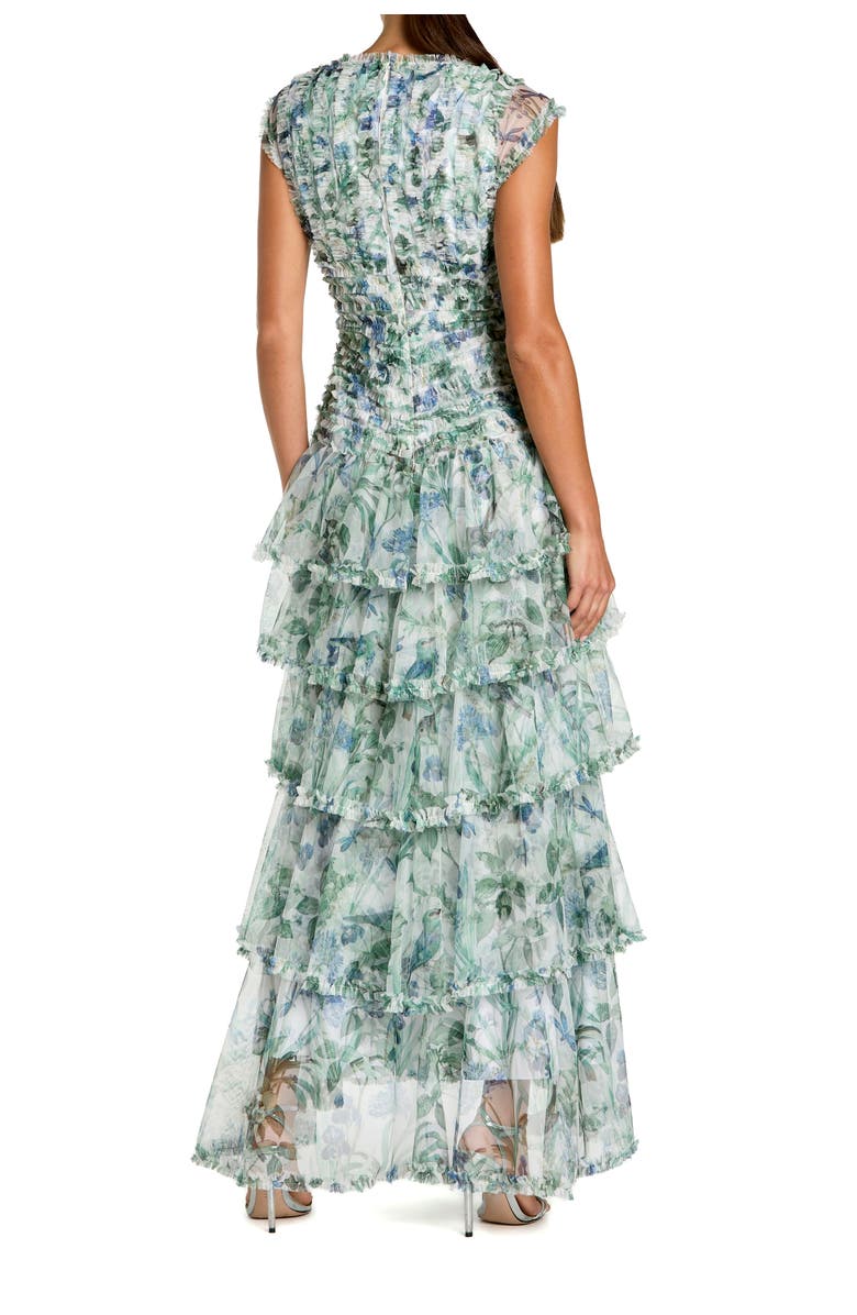 Mac Duggal Floral V Neck Tiered Ruffle Maxi Dress, Alternate, color, 