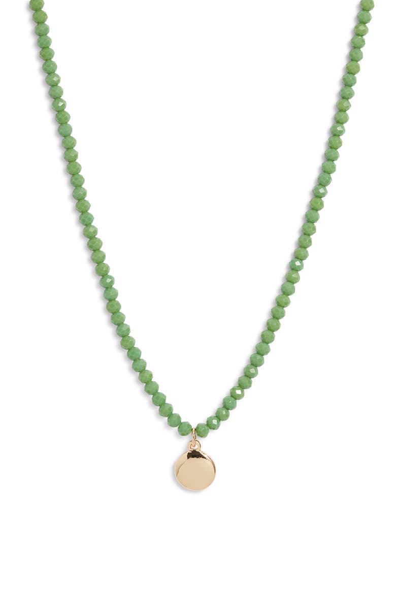 Beaded Charm Pendant Necklace, Main, color, GREEN- GOLD