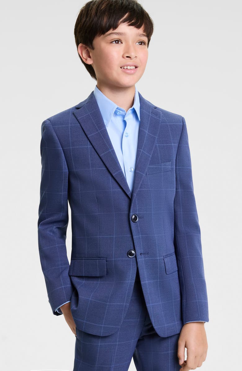 Tallia Kids' Blue Windowpane Stretch Suit, Alternate, color, Blue