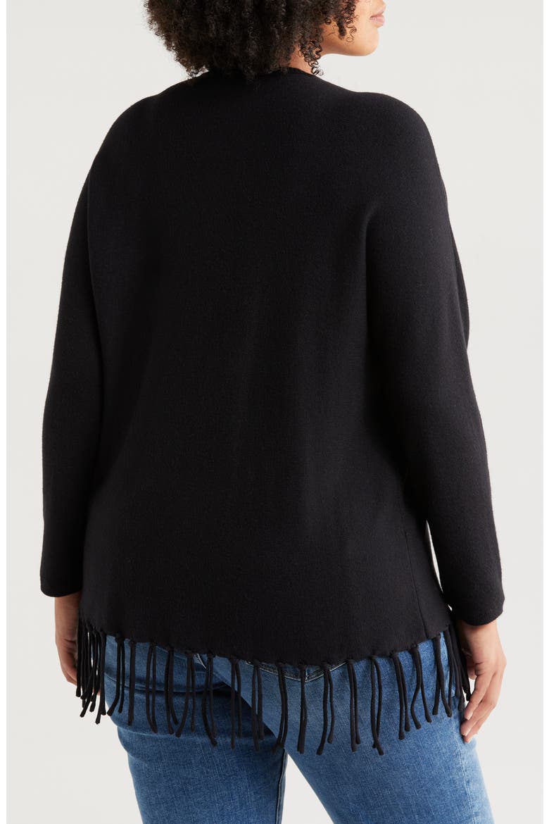 Fringe Hem Sweater, Alternate, color, BLACK