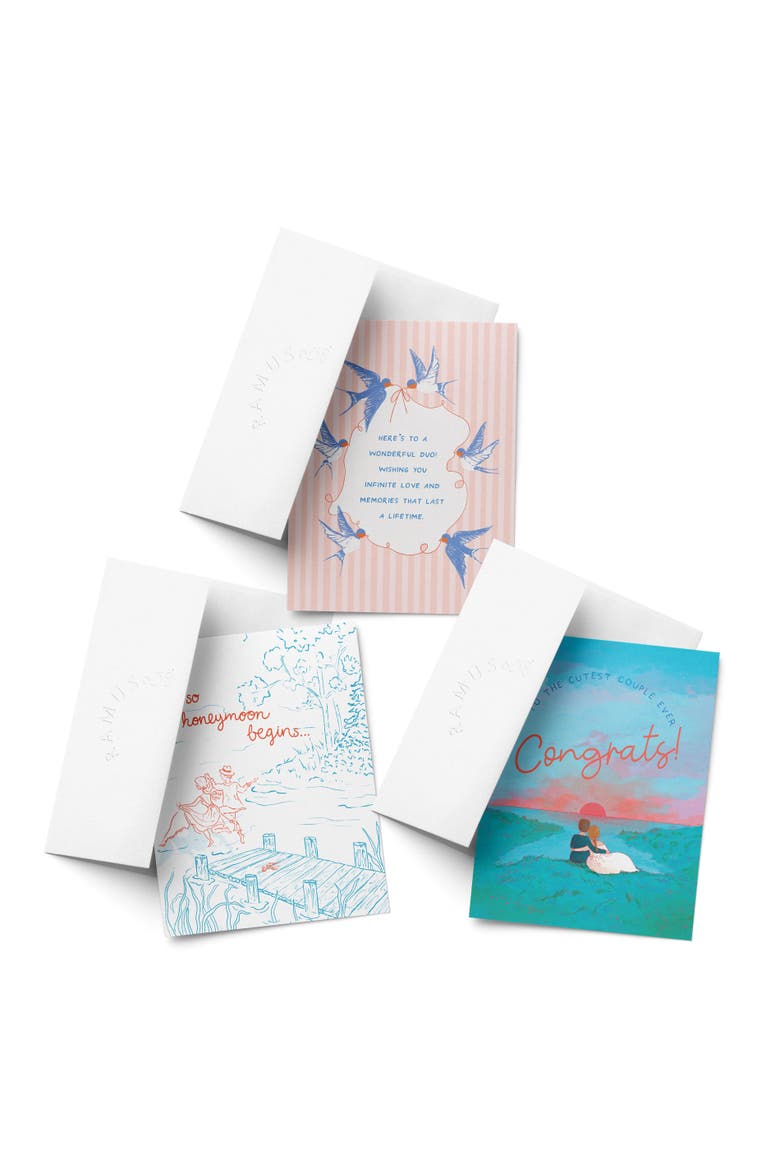 Wedding Greeting Card Pack Sets (3 ct, Assorted) Swallows Wedding Wishes, Honeymoon, Cutest Couple Ever, Main, color, Multi-Pack