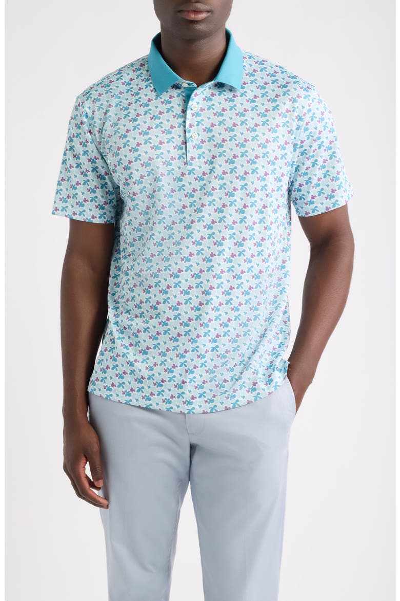 Mike V Floral Piqué Performance Golf Polo, Main, color, SEAFOAM
