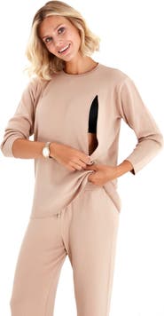 Accouchée Effortless Elegance Set with Rib Side Zip Long Sleeve Top & Lounge Pants